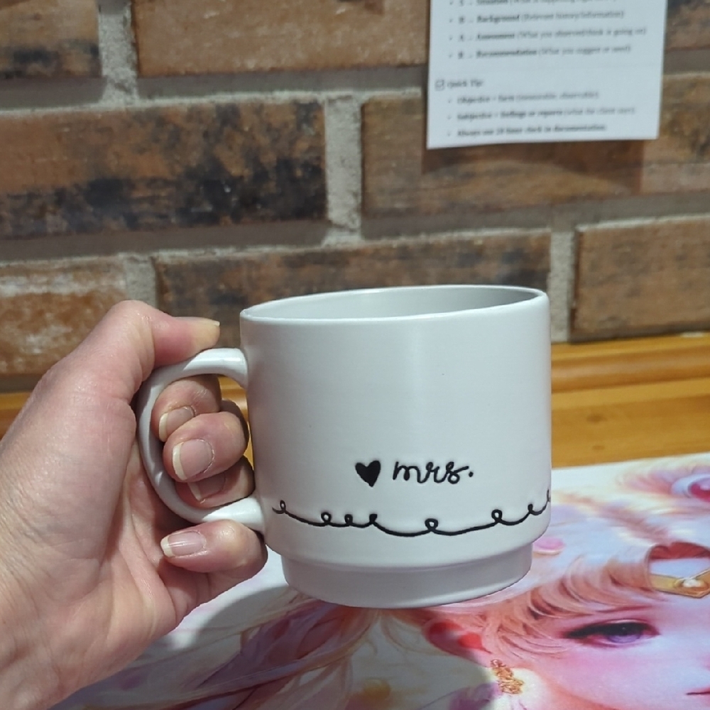 Mr. & Mrs. Coffee Mug Set – White with Black Script - Picture 7 of 8